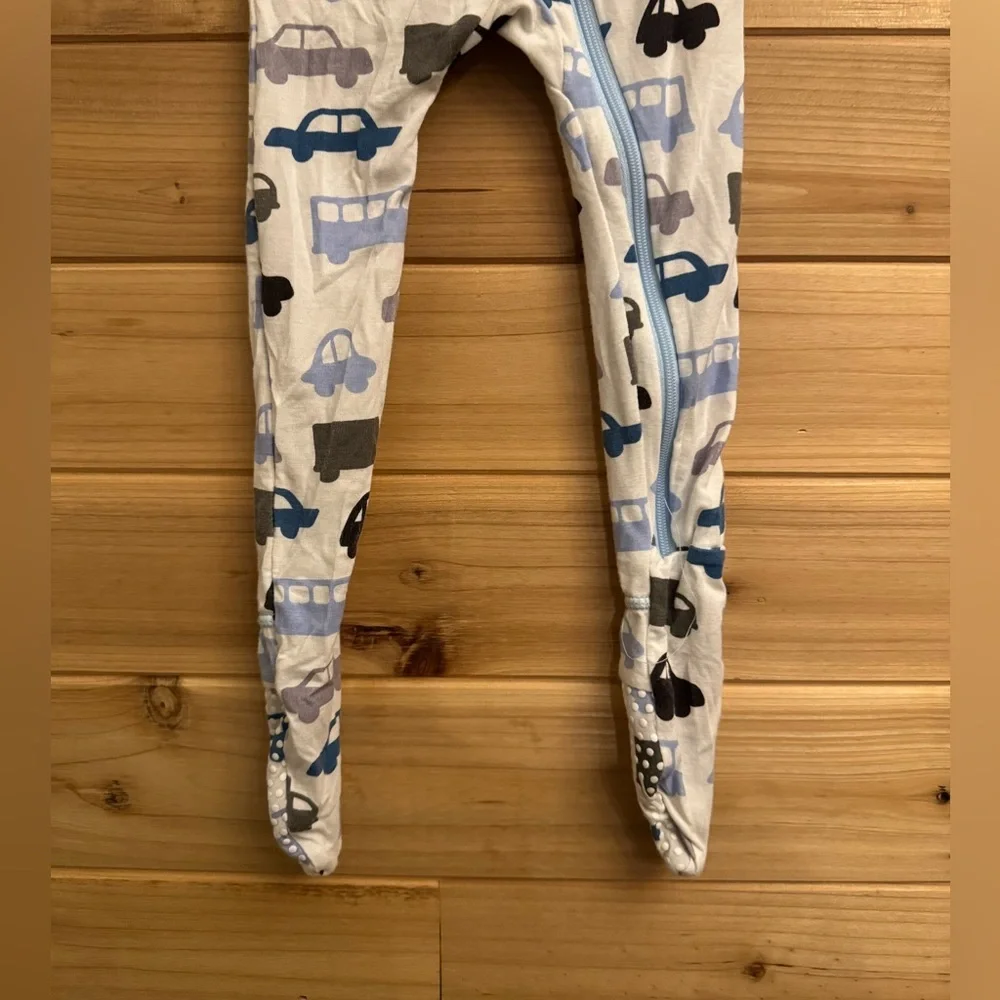 Kickee Pants Size 9-12 Months Car Zipper Bamboo Stretchy Footie Pajamas